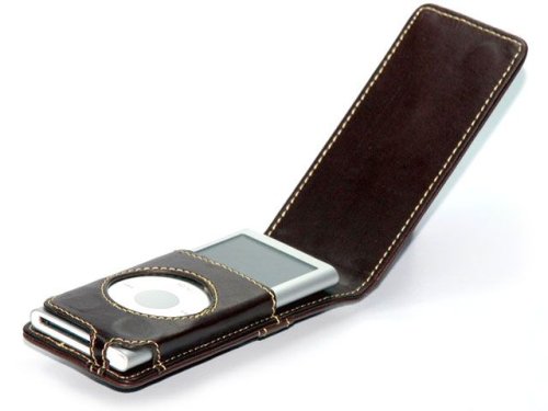 Kamerazubeh&ouml;r: Braune Klapp - Ledertasche f�r den iPod Nano 2. Generation