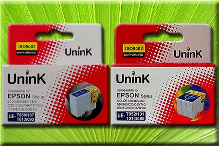 Audio und Video: UNINK Multipack 10 Tintenpatronen Epson STYLUS Color C20 C40 400 440 460 500 580 600 640 660 670 760 alternativ zu T050140 schwarz und T052040 3-Farben.