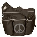 Diaper Dude Black with a Peace Sign Designer Diaper Bag