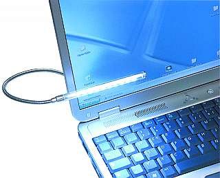 MP3 Player: McFun Laptop / Notebook - Leseleuchte mit 10x LED s - USB Anschlu�, Schwanenhals chrom