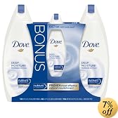 Dove Deep Moisture Body Wash Value Pack, Two 24oz Body Washes with Free Body Pouf