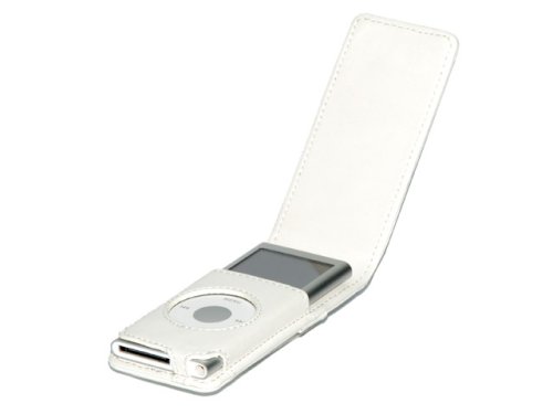 TFT Monitore: Wei�e Klapp - Ledertasche f�r den iPod Nano 2. Generation