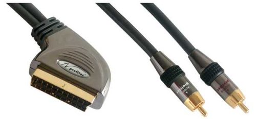 Heimkinosysteme: High-End Audio-Video Adapterkabel 5,00 Meter 24 Karat vergoldete Kontakte, 21-pol Scart-Stecker auf 2 x Cinch-Stecker 2 x Audio OUT (L/R) * Audio-Video Adaptor cable 5,00 meters of 24 carat gilded contacts, Scart 21-pol on 2 x Cinch plugs 2 x Audio OUT (