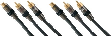Heimkinosysteme: High-End Audio-Video Verbindungskabel 1,5 Meter 24 Karat vergoldete Kontakte, 2 x Cinch-Stecker auf 2 x Cinch-Stecker 1 x 4-pol Mini-DIN-Stecker S-VHS auf 4-pol Mini-DIN-Stecker S-VHS * Audio-Video cable connection 1,5 meters of 24 carat gilded contacts,