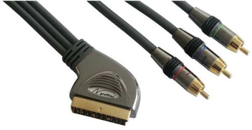 Heimkinosysteme: High-End Audio-Video (RGB) Adapterkabel 1,50 Meter 24 Karat vergoldete Kontakte, 21-pol Scart-Stecker auf 3x Cinchstecker (RGB) * Audio-Video Adaptor cable 1,50 meters of 24 carat gilded contacts, 21-pol Scart plug on 3 x Cinch plugs (RGB) Home Cinema Qu