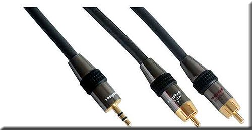 Heimkinosysteme: High-End Audio Klinken Adapterkabel 5,00 Meter 3,5 mm Stereo-Klinkenstecker auf 2 x Cinch-Stecker * High End Audio Adaptor cable of 5,00 Meters 3,5 mm of Stereo jack plug to 2 x Cinch plugs Home Cinema Quality