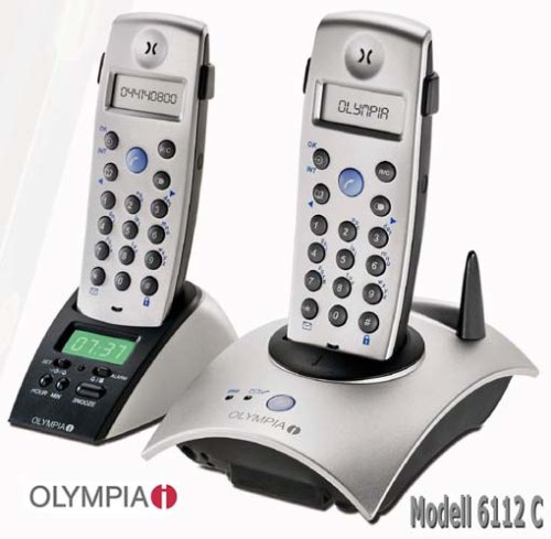 Digitalkameras: DECT schnurloses Telefon Olympia 6112C mit Uhr, Alarmfunktion und Erweiterungsset