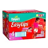 Pampers Easy Ups Absorbent Pants for Girls, Size 4, Value Pack, 88 Easy Ups