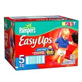 Pampers Easy Ups Absorbent Pants for Boys, Size 5, Value Pack, 80 Easy Ups