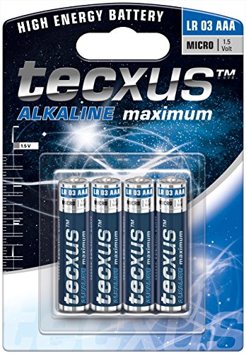 TV Ger&auml;te: tecxus Micro AAA LR03 Batterie 1250 mAh Alkali 4er Blister