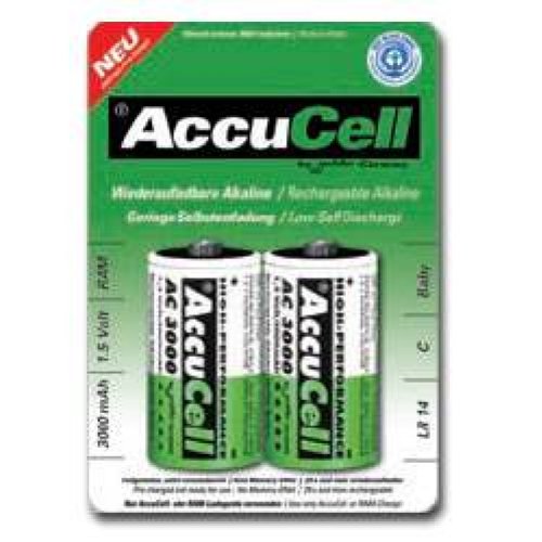Elektronik Und Foto: AccuCell AC3000 Baby/C aufladbare Alkaline Batterie 2er Pack