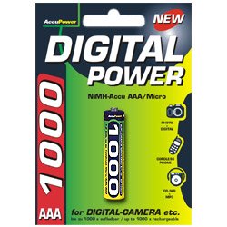Elektronik Und Foto: AccuPower 1000mAh Micro/AAA 1er Pack NiMH-Akku AP1000-1