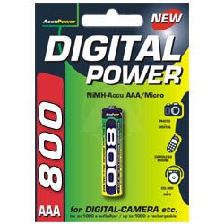 Elektronik Und Foto: AccuPower 800mAh Micro/AAA 1er PACK NiMH-Akku AP800-1