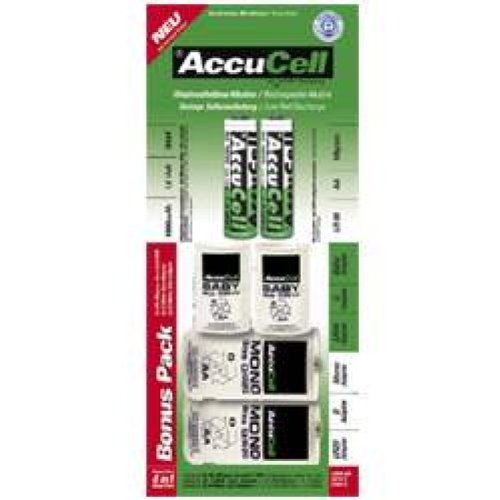Elektronik Und Foto: AccuCell AA Akku - BonusPack inkl. Baby C u. Mono D Adapter