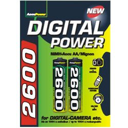 Elektronik Und Foto: AccuPower 2600mAh Akku Mignon/AA AP2600-1, HR-3U, LR6 2er Pack