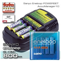 Festplatten: Sanyo eneloop Micro AAA und AccuPower AccuManager10