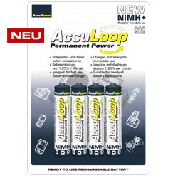 Elektronik Und Foto: AccuPower AccuLoop AAA 800mAh Akku Micro AAA NiMH+ 4er Pack