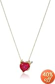 14k Yellow Gold Lab Created Ruby Heart Devil Pendant w/ Diamond Accent, 18