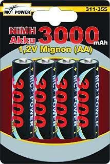 MP3 Player: McPOWER Mignon NiMH-Akku AA 3000 mAh 4er Pack