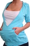 Turquoise Short Sleeve Maternity Shirt W/Hoodie
