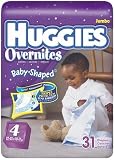 Huggies Overnites Baby-Shaped Diapers, Step 4 (22-37 Lbs), Pack of 31 Diapers