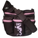 Diaper Dude/Diva Dark Brown with Pink Zippers & Pink Dragon Diaper Bag New Design for 2007