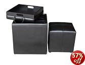 Global Distinctions Buy-One-Get-One-Free Ottoman Set, Black