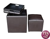 Global Distinctions Buy-One-Get-One-Free Inside Ottoman Set, Brown