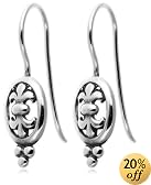 Sterling Silver Celtic Design Fleur-de-lis Dangle Earrings