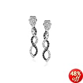 10k White Gold Black Diamond Infinity Earrings (1/4 cttw)