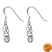 Sterling Silver Blue Topaz Celtic Design Earrings