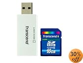 Transcend 16 GB SDHC Class 6 Flash Memory Card with Card Reader TS16GSDHC6-S5W