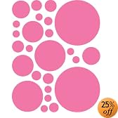 Instant Murals 25 Polka Dot Wall Transfer Stickers - Bright Pink
