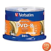 Verbatim 96166 4.7 GB 16X LightScribe DVD-R, 50-Disc Spindle