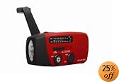 American Red Cross FR150 Microlink Solar-Powered, Self-Powered AM/FM/Weatherband Portable Radio with Flashlight and Cell Phone Charger (Red)