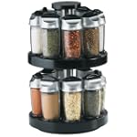 Trudeau Black Wood Roundo 16-Bottle Spice Rack