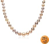 Sterling Silver Multi-Color Pastel 4-8mm Graduated Freshwater Cultured Pearl Necklace, 18