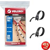 Velcro Reusable Self-Gripping Cable Ties, 0.5 Inches x 8 Inches Long, Black, 100 Ties per Pack (91140)