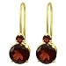 14k Yellow Gold Garnet Euro Wire Dangle Earrings
